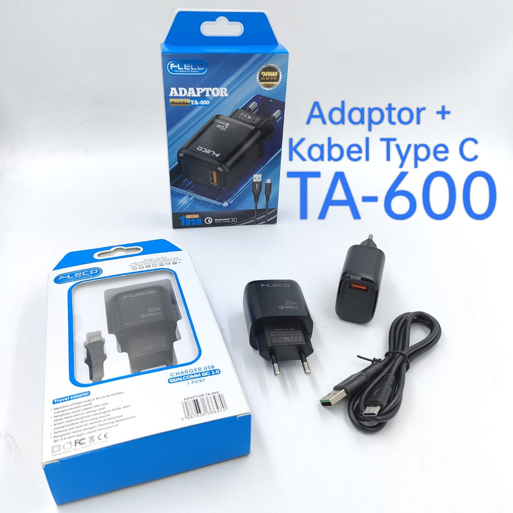 Adaptor 20Watt 20 W Smart Travel Charger TA-600 FLECO FREE kabel Micro / Type C