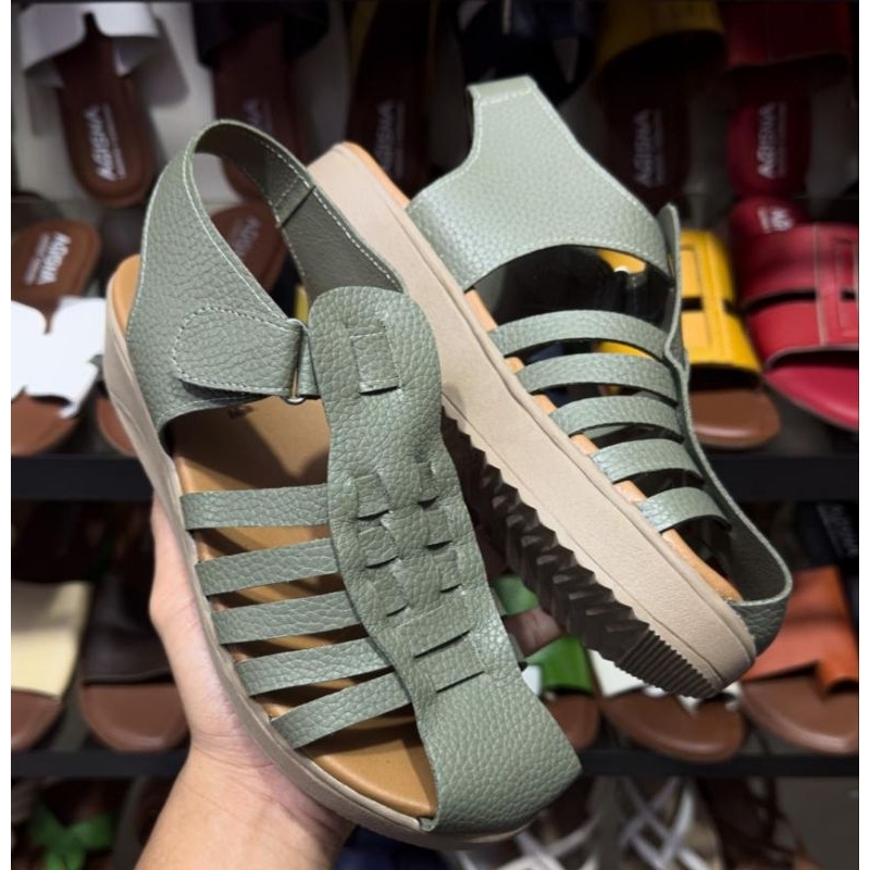 sandal kulit sapi sukaregang garut sandal wanita wedges talincang