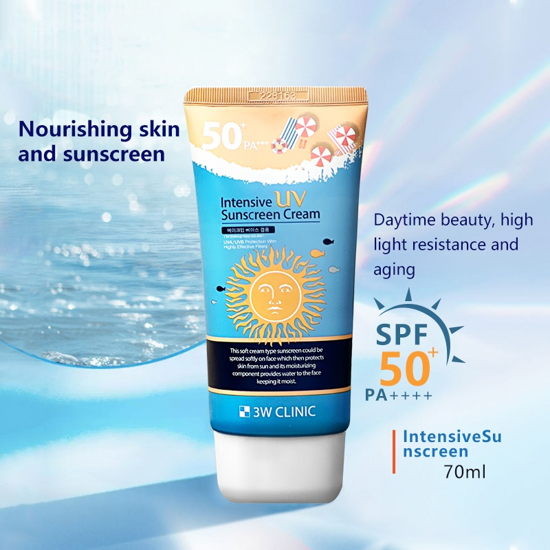 3W Clinic Sunscreen Cream 3w Clinic Intensive UV Sunblock Cream Spf 50+ Pa+++ 70ml / Vita-Moist Sunscreen /  Intensive Sunscreen / Collagen Sunscreen - Korea Original Sunscreen