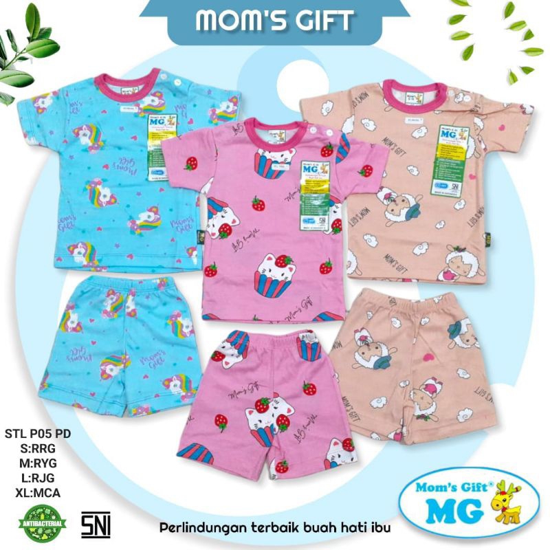 3pcs- setelan mom's gift motif unicorn terbaru / setelan pendek mom's gift/ setelan pendek anak perempuan mom's gift kuda pony,unicorn