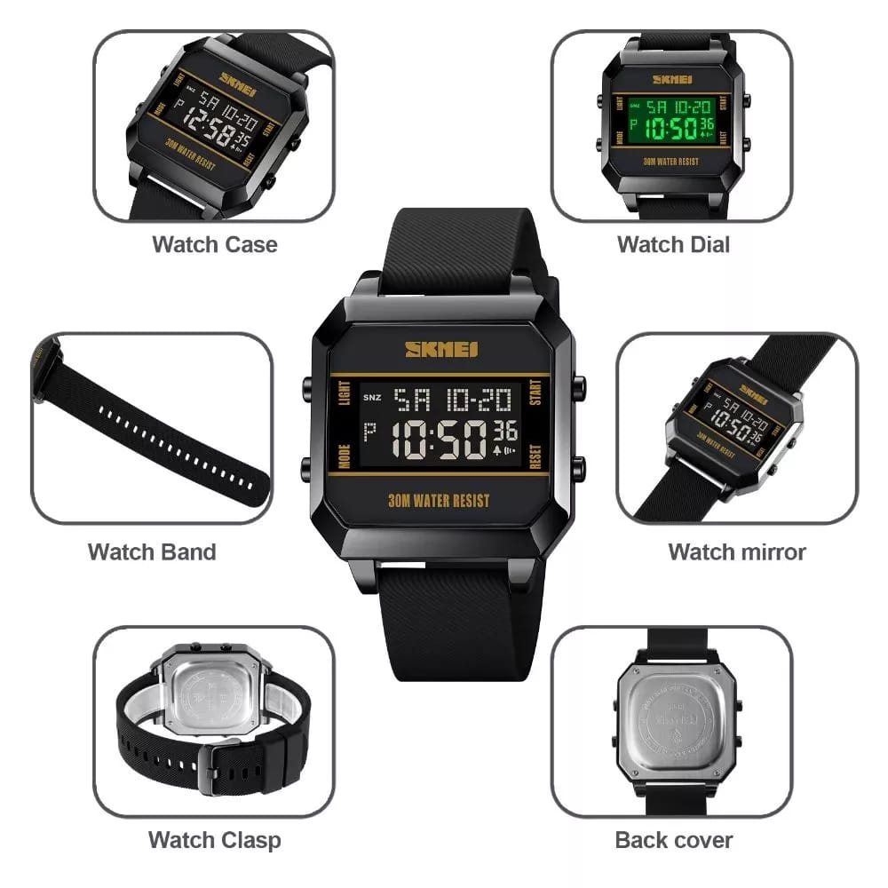 Jam Tangan Digital Pria SKMEI 1842 Tali Rubber Model Sporty Tahan Air
