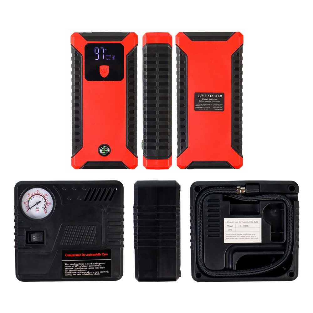 Jump Starter Luxury Power Bank Senter USB 12V 20000mAh Port Layar LED Power Supply Port 4 Charger Multifungsi