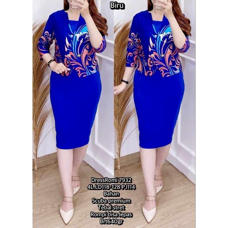 Dress Scuba Rompi Mewah JUMBO /ld 118-128