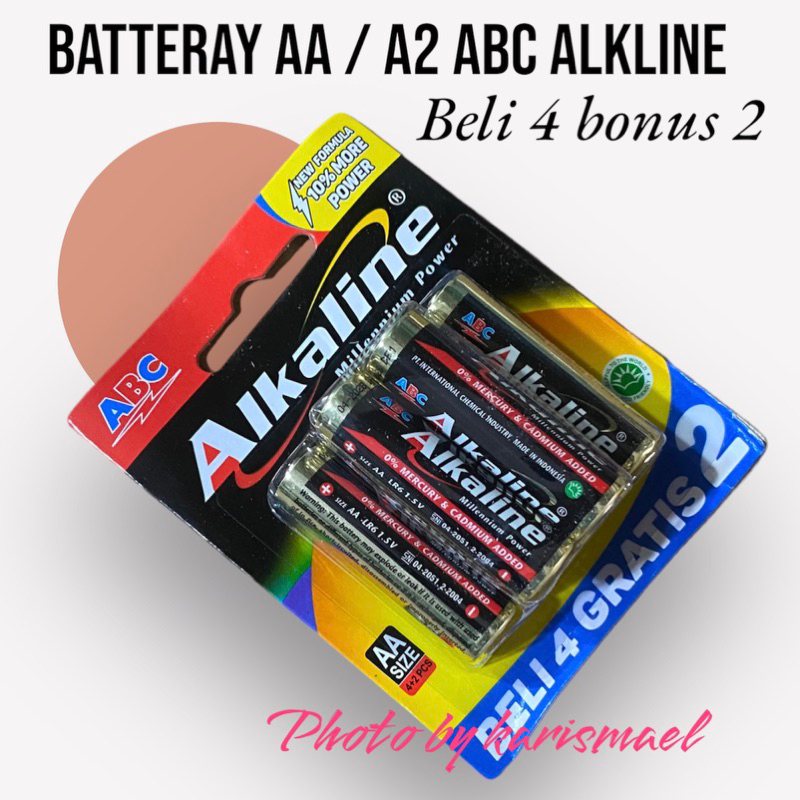 BATTERAY AA  A2 ABC ALKALINE BELI 4 BONUS 2