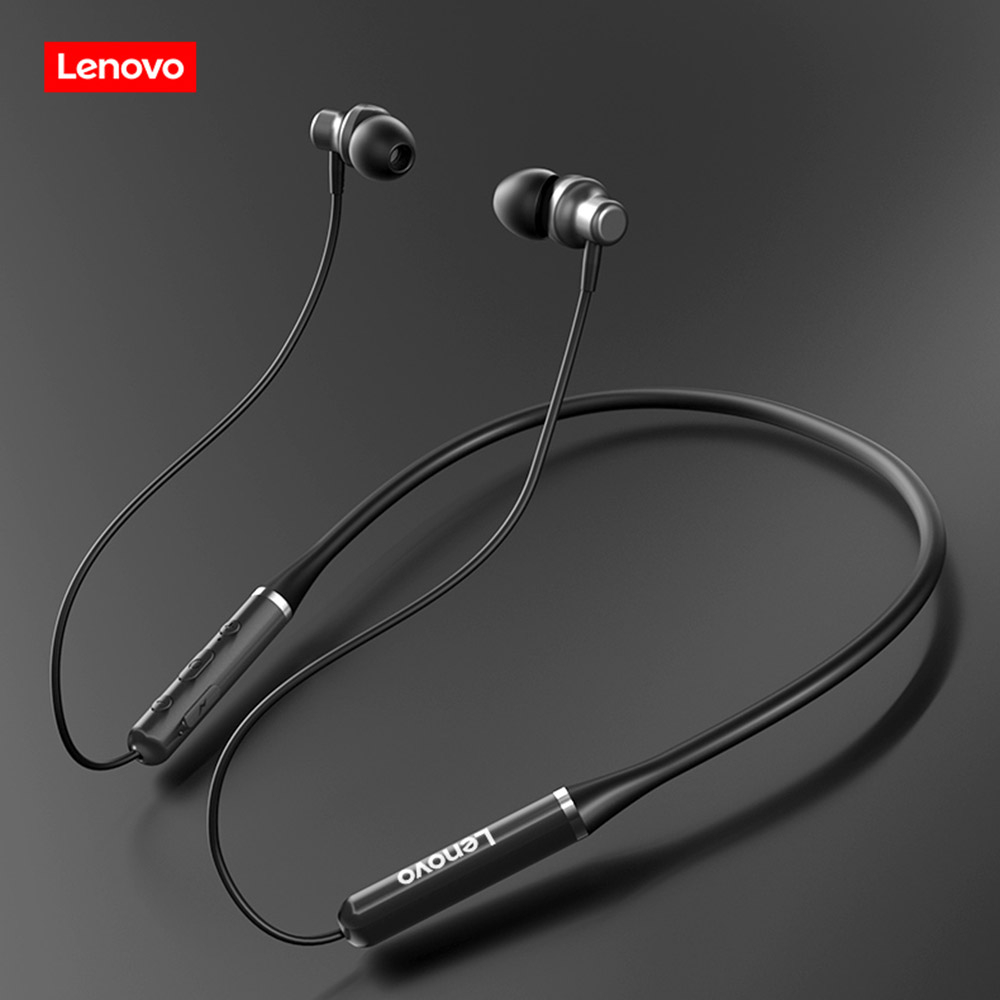 Lenovo Earphone Neckband Bluetooth 5.0 Noise Cancelling IPX5 - HE05 - Black
