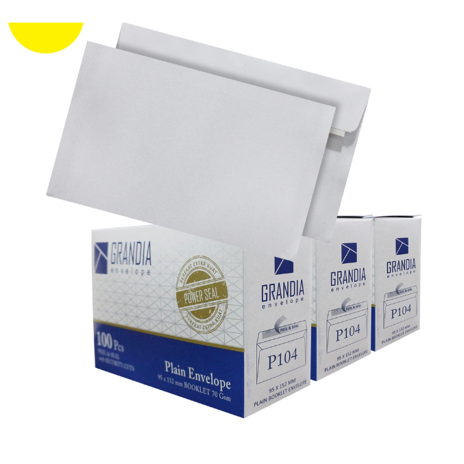 

Amplop Putih Polos 104 Panjang / Envelope Grandia 95x152 mm Booklet 70 GSM