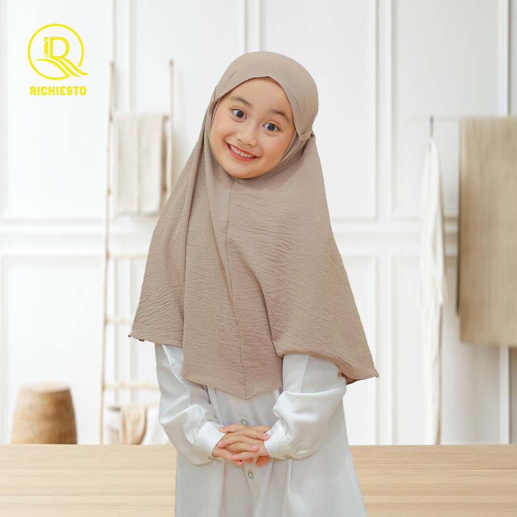 Jilbab Anak Bergo Maryam Crinkle Airflow Non Ped Usia 3-12 Tahun