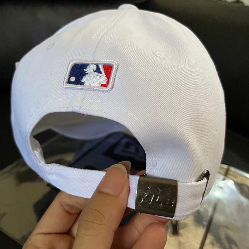 Topi Newyork Cap Simple White Logo Black free plastik mlb baseball korean cap