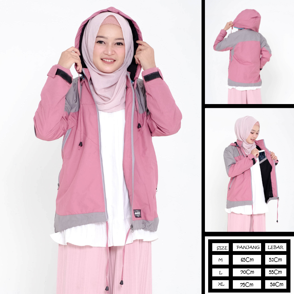 ORIGINAL AMZ Jaket Parasut Hoodie Wanita Dan Pria Terbaru Kekinian Jacket Cewek Motor Gunung Outdoor Olah Raga Sport Anti Air Angin Waterproof M L XL XXL