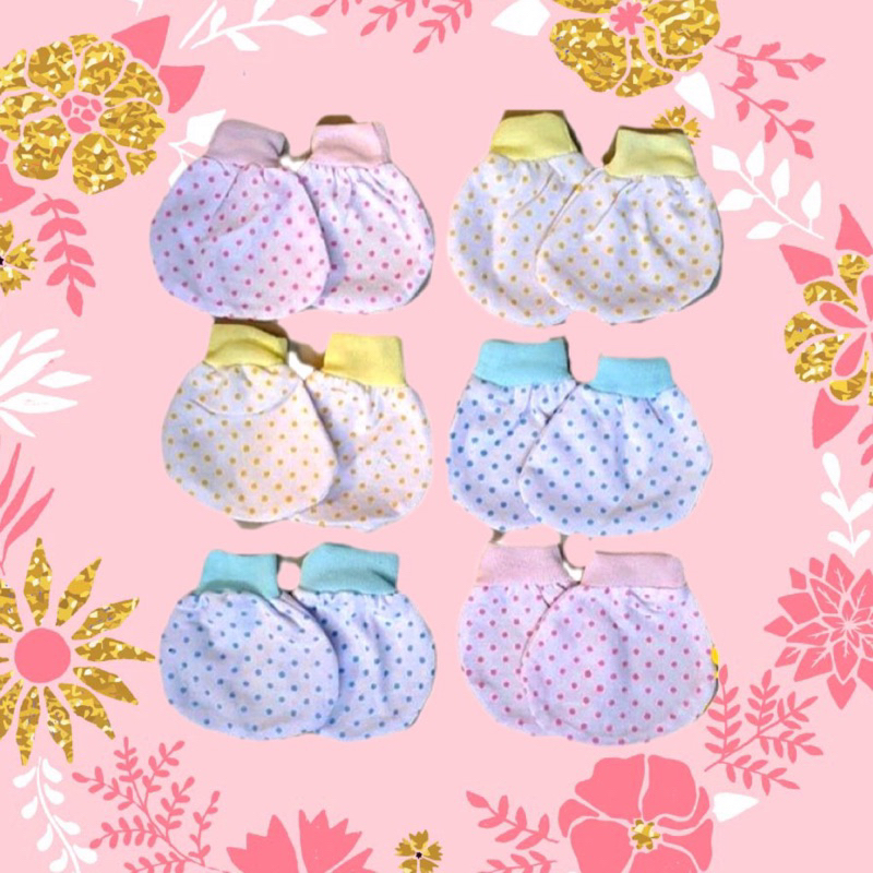 12 pcs /6 Pasang (3 psg Sarung Tangan dan 3 psg kaus Kaki Bayi) motif Random