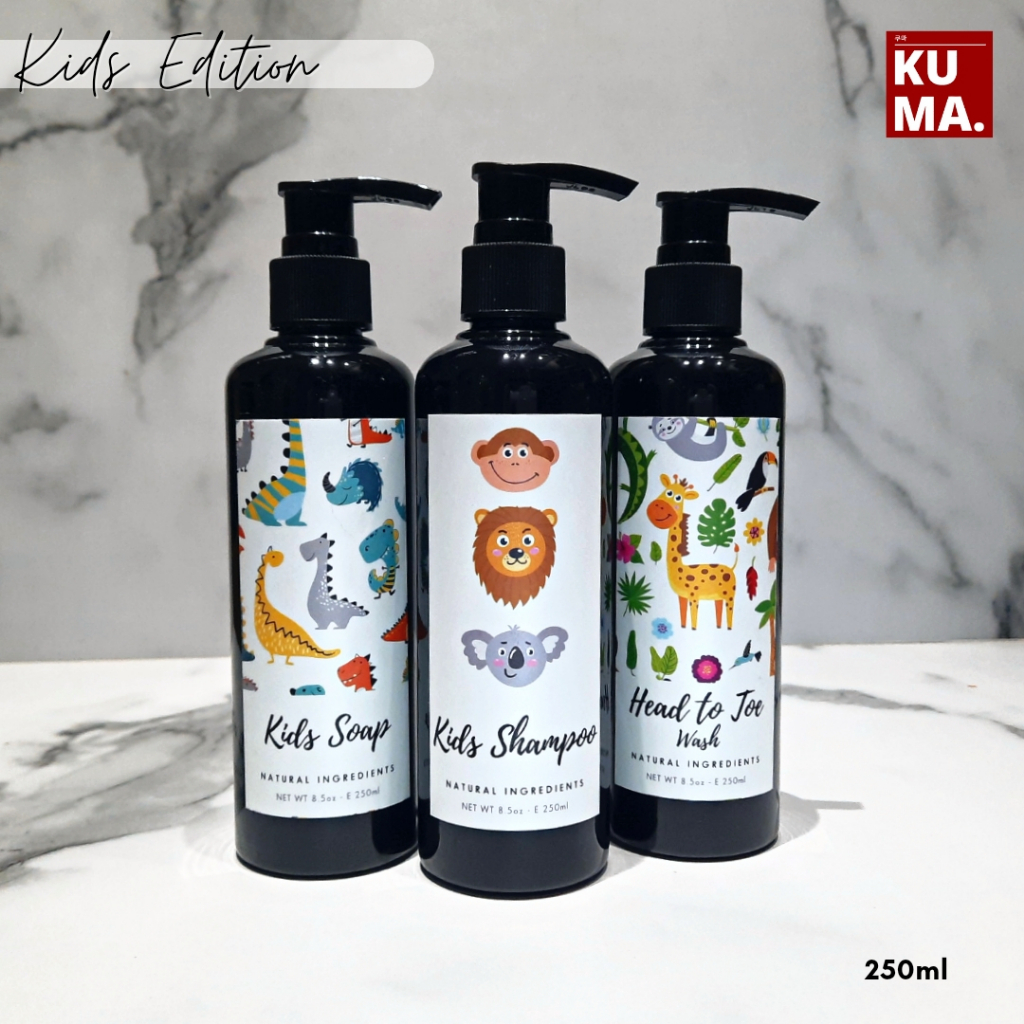 KUMA Botol Sabun Refill Anak Lucu Aesthetic 500ml Kids Soap Refillable Bottle Kids Body Wash Shampoo Head to Toe