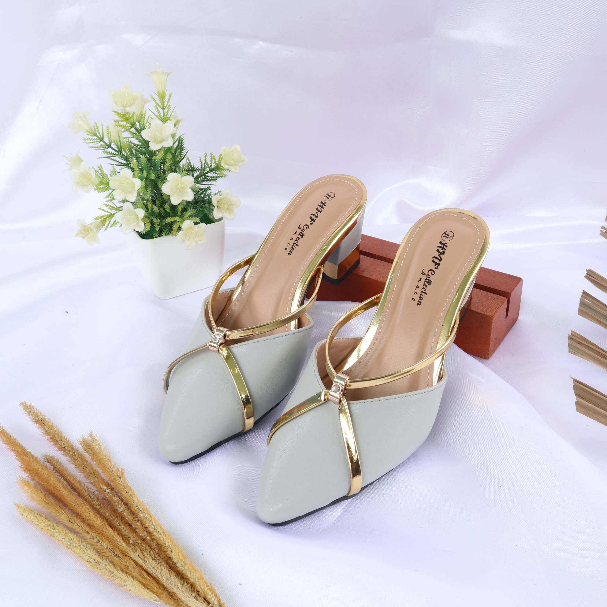 HMF Esry Sepatu Heels Mules Wanita NB07