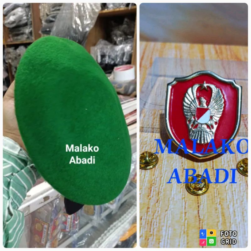 Baret. hijau TNI CAMEL & Emblem ekapaksi