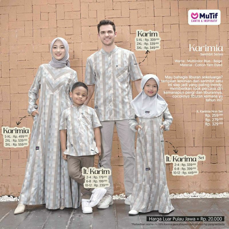 Mutif Sarimbit Karimia Multicolour Beige Multy Brown Mutif Man Karim Little Karimia Karim Baju Muslim Gamis Sarimbit Keluarga Family Series Terbaru Ori Lebaran 2023