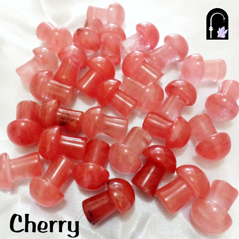 Jamur Cherry Quartz Natural Mushroom Crystal Stone