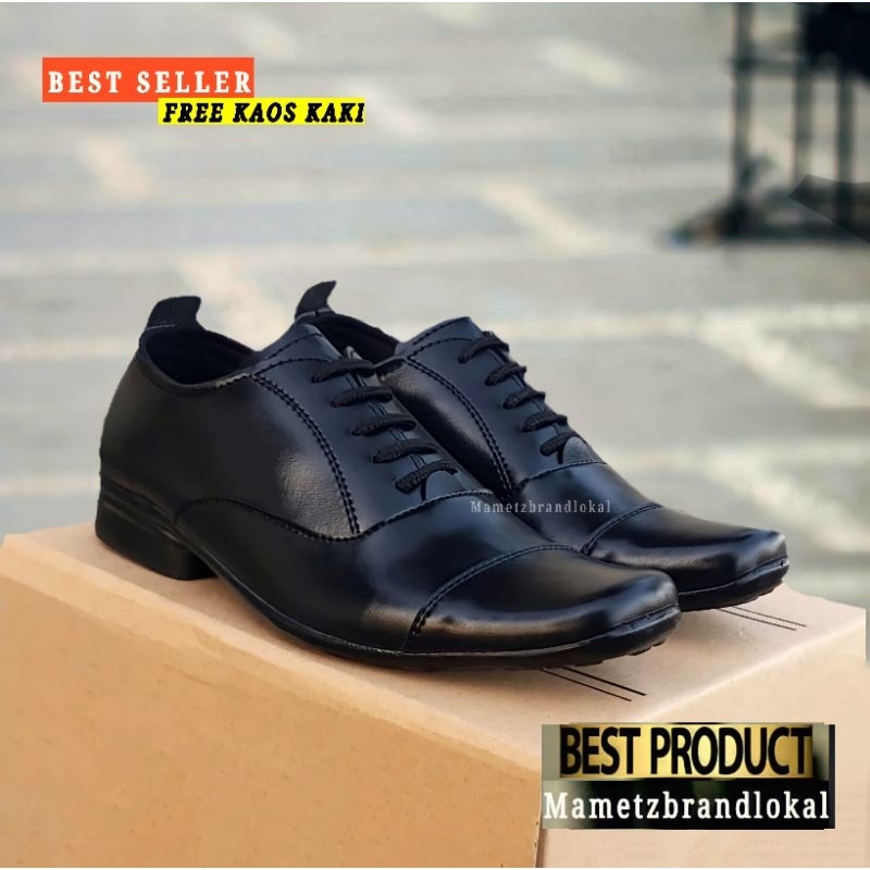 BEST PRODUCT - Sepatu Pantofel Pria Pakai Tali Dan Tanpa Tali Hitam Coklat Kekinian Pendek Swedian Leather Kulit Formal Kerja Kantor