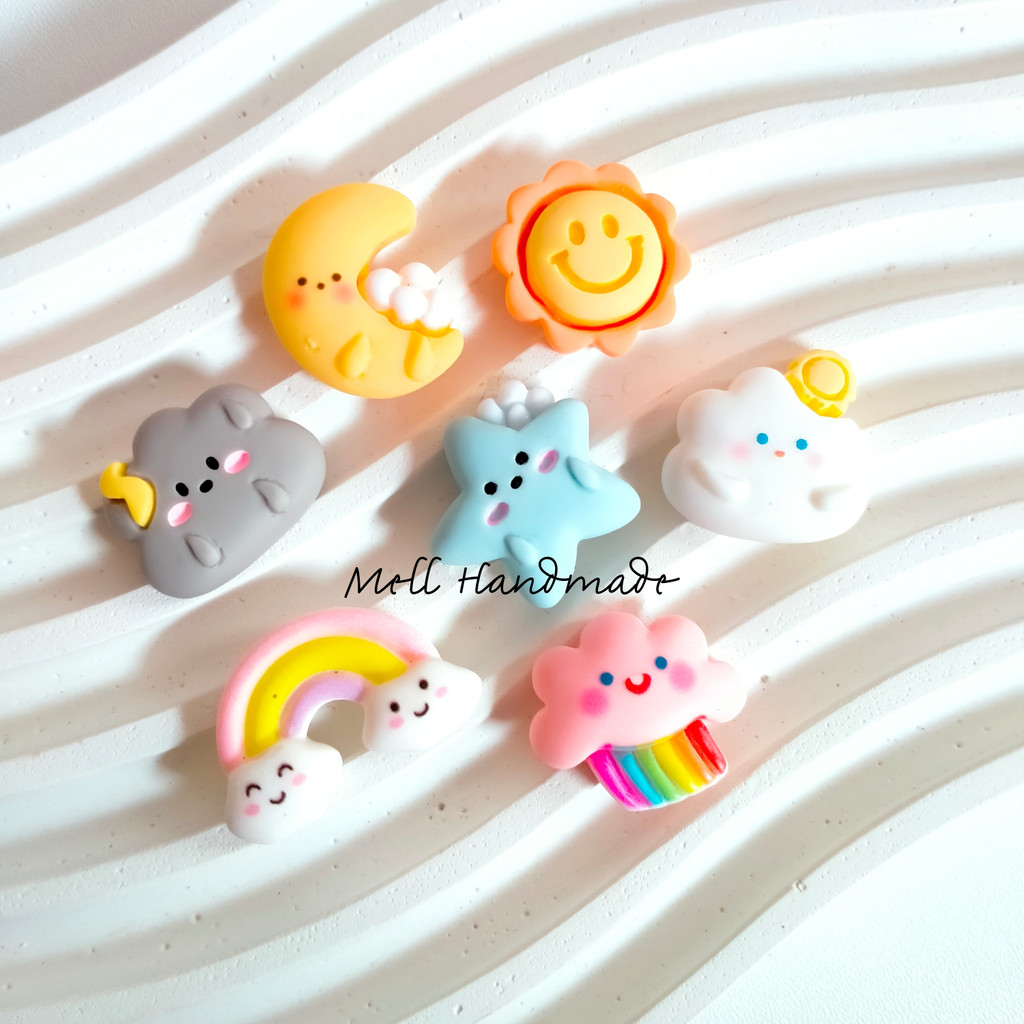 10 Pcs Resin Clay Bintang Awan Bulan - Clay Cloud rainbow