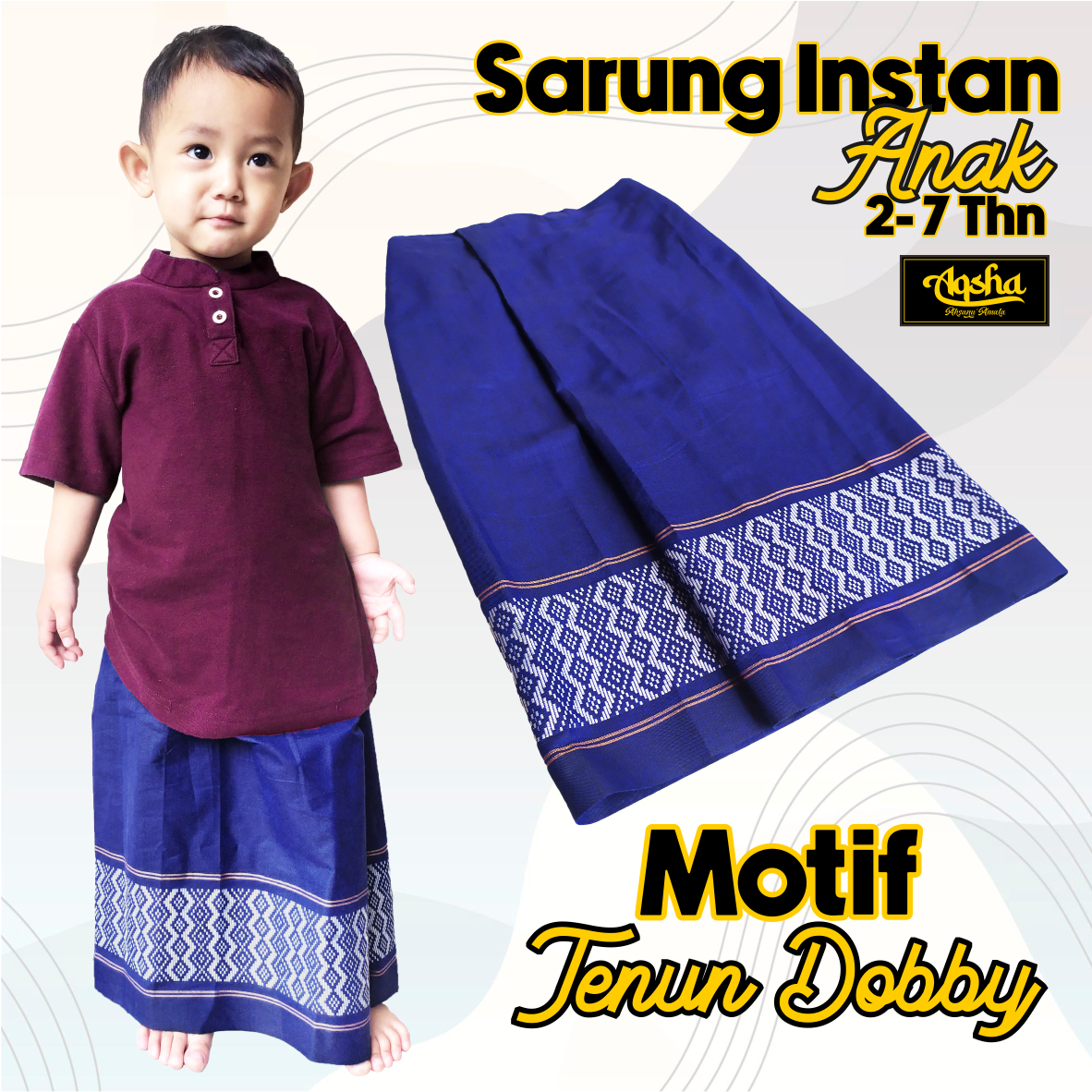 Sarung Anak Instan Praktis Motif Tenun Dobby Usia 2 Tahun - 7 Tahun