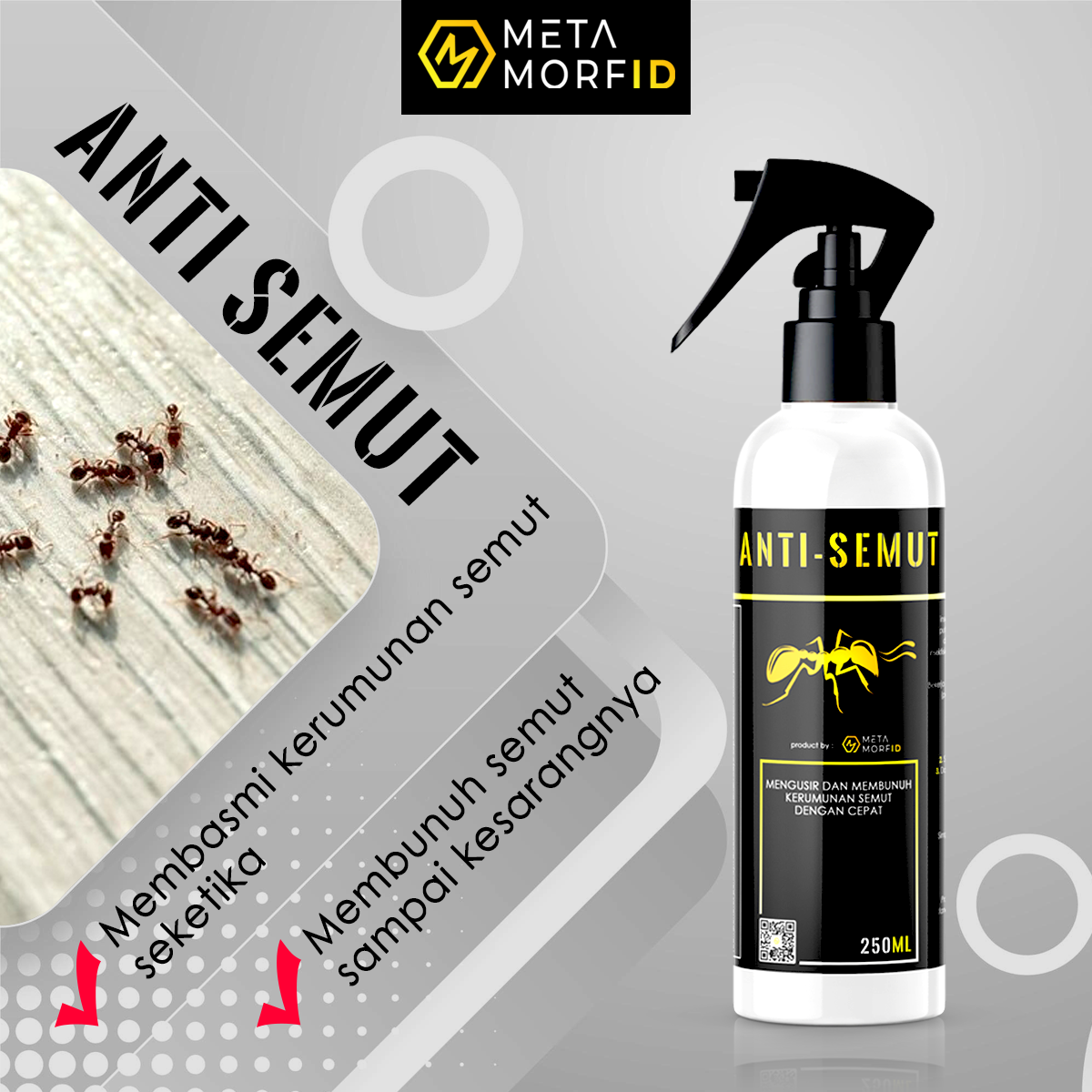 Metamorfid Pengusir Serangga / Cairan Pembasmi Semut/Kecoa/Lalat / Spray Pest Control/Antibugs 250ml