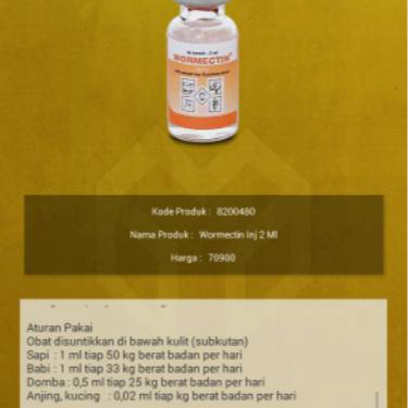 WORMECTIN 5ml / obat jamur parasit cacing scabies kucing anjing domba kambing kelinci sapi babi / Medion