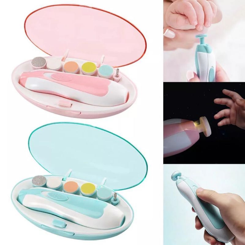 GUNTING KUKU BAYI ELEKTRIK 6 IN 1 / PEMOTONG KUKU BAYI SET / BABY SET NAIL TRIMMER 6IN1 MENICURE PEDICURE