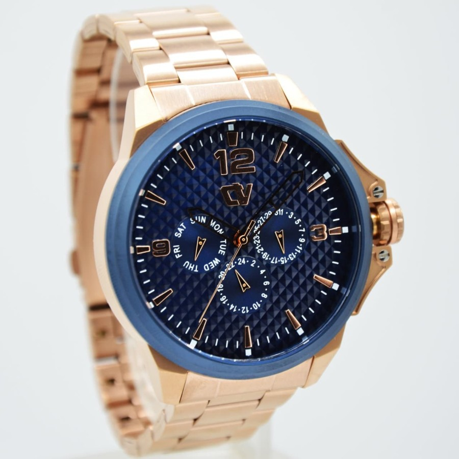 JAM TANGAN PRIA CHRIST VERRA CV 71102G-15 NAVY ROSE GOLD ORIGINAL