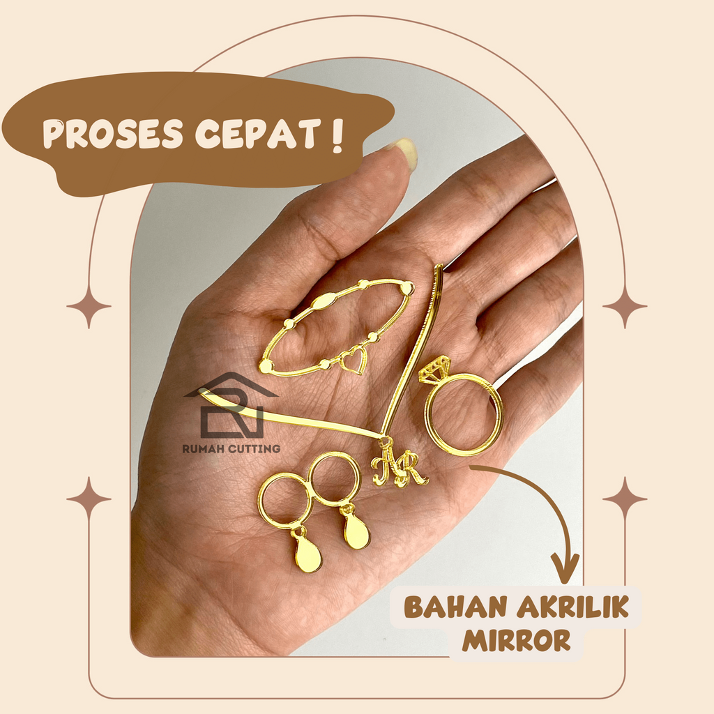 Replika Perhiasan Mahar Pernikahan Emas Akrilik Gold Cincin Gelas Kalung Akrilik Mahar Seserahan