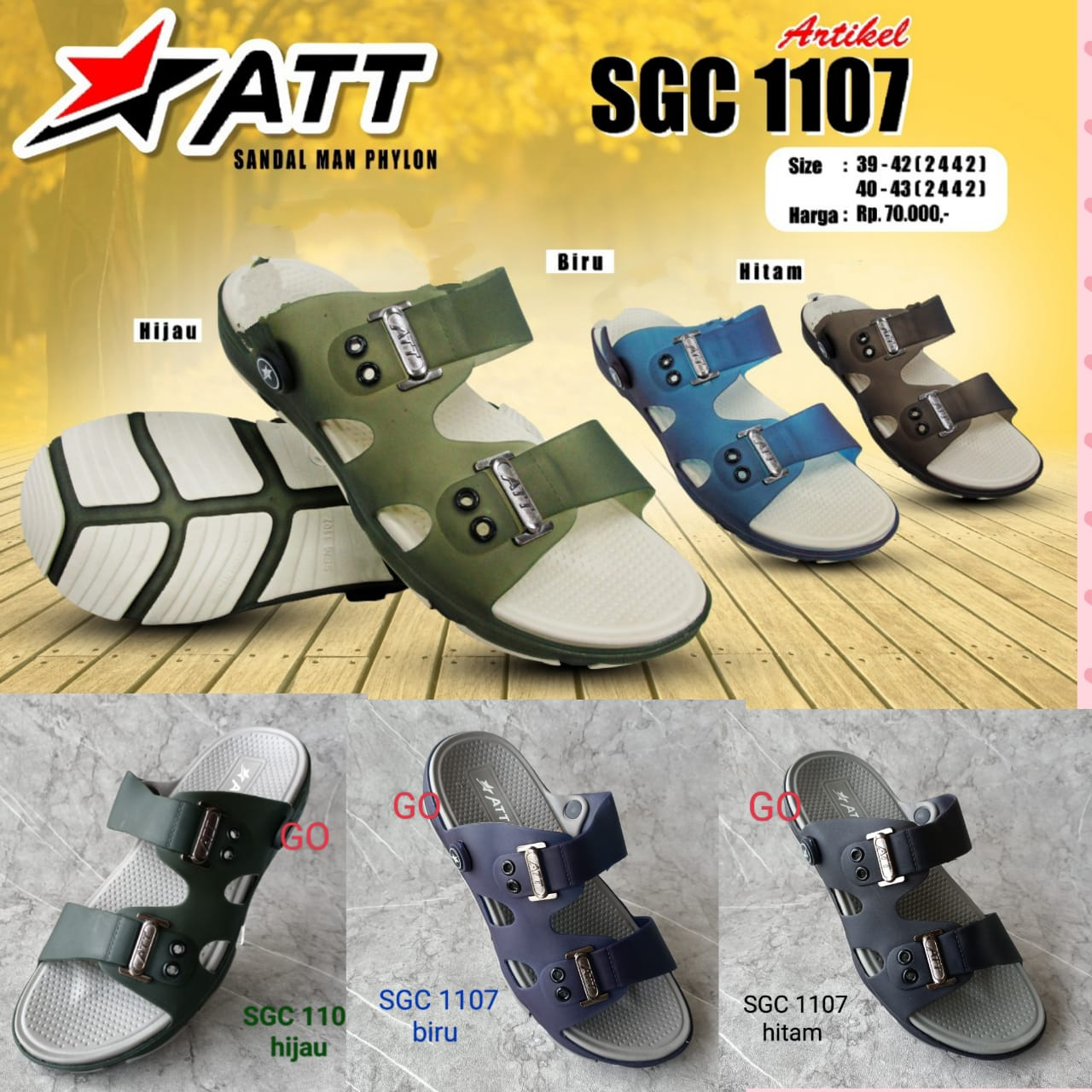 sogo ATT SGC 1107 SANDAL PRIA Sandal Selop Santai Bahan Karet Anti Air Nyaman Dipakai