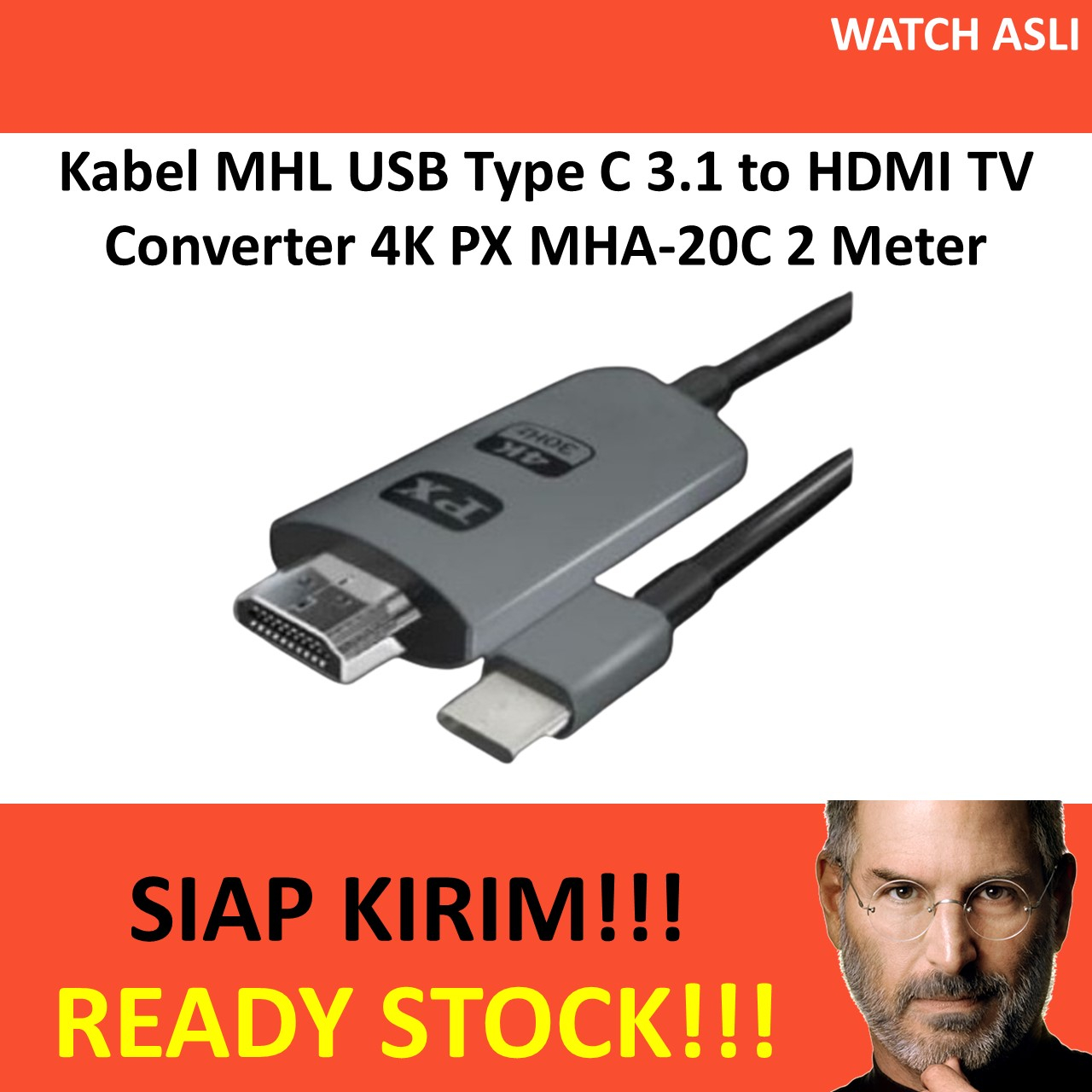 Kabel MHL USB Type C 3.1 to HDMI TV Converter 4K PX MHA-20C 2 Meter