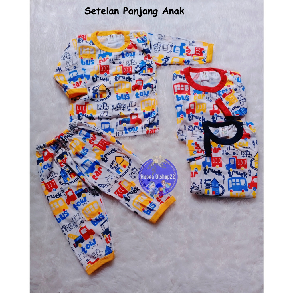 Setelan Baju Bayi 3-18 Bln, RED FOREST Truck DP, Kaos Anak Lengan Panjang Kancing Pundak