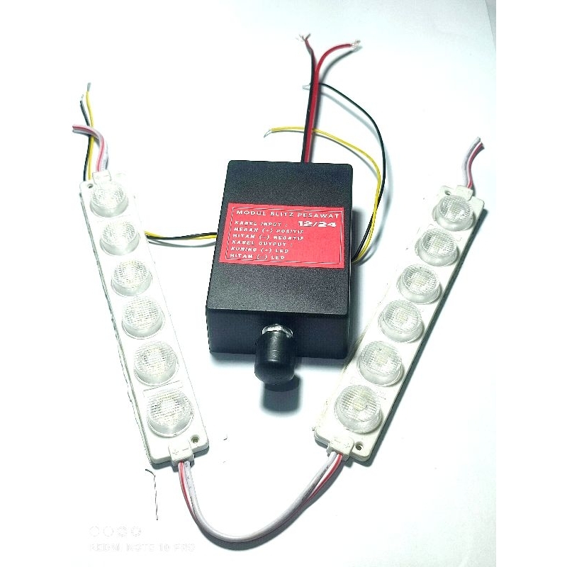 MODUL BLITZ 2 OUTPUT STELAN NYALA FLIP FLOP PLUS 2LED 6 MATA PANJANG 12/24 VOLT