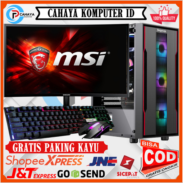 Pc Gaming Editting Intel I3 10100F Ram 16GB Vga Rx 6400 4GB Monitor 24 Inch Keyboard Mouse Garansi 1 Tahun