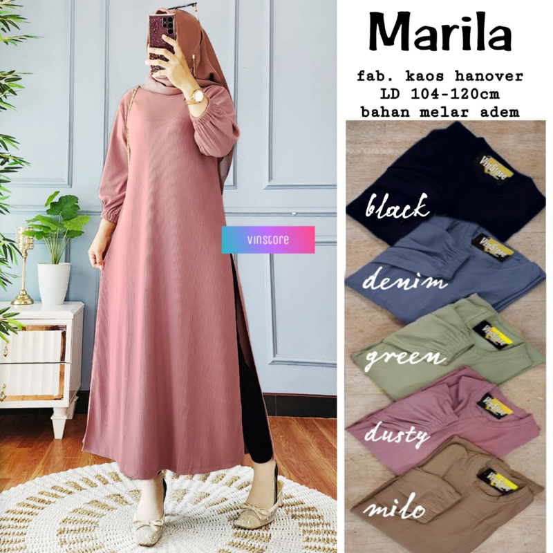 MARILA LONG TUNIK , ATASAN POLOS SIMPLE TERBARU TERMURAH HQ TERMURAH by vinstore | 020623