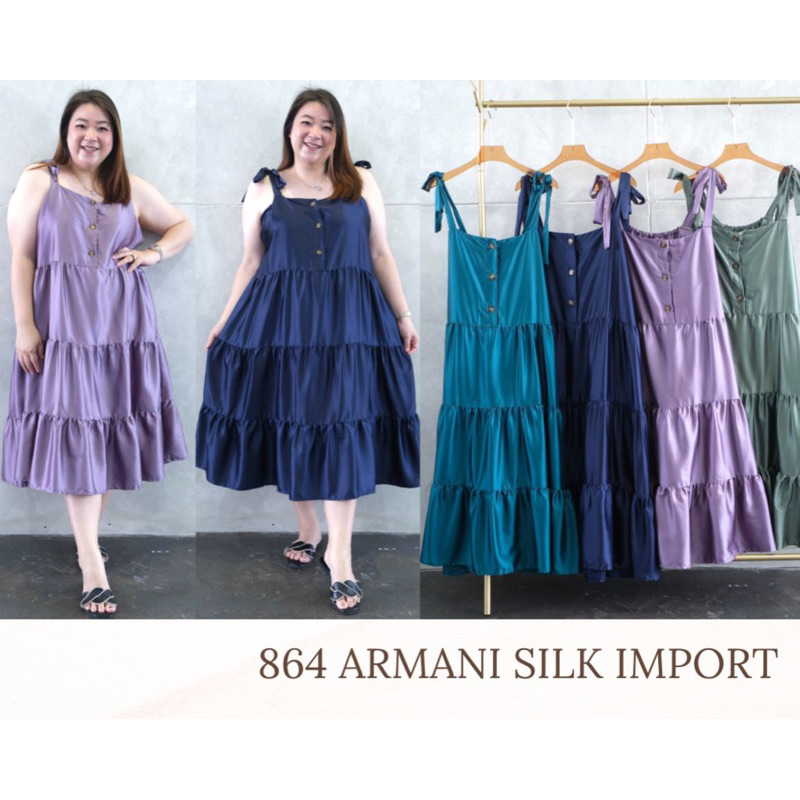 JUMBO 864 FANIZA DRESS BIGSIZE MATERIAL ARMANI SILK IMPORT FIT TO XXL MIDIDRESS
