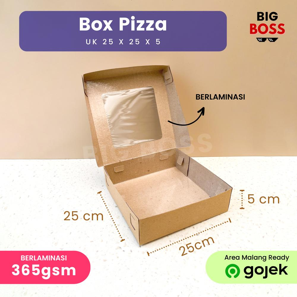 Dus Box Pizza Brownies 25x25x5 Coklat Laminasi / Kotak Cake Kue Roti / Box Puff Pastry Jendela