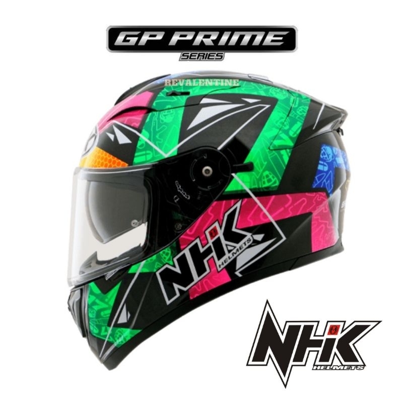 NHK GP PRIME KAREL BRNO | DOUBLE VISOR | HELM FULL FACE MOTIF BLACK GLITTERS GREEN GLOSSY ORIGINAL S