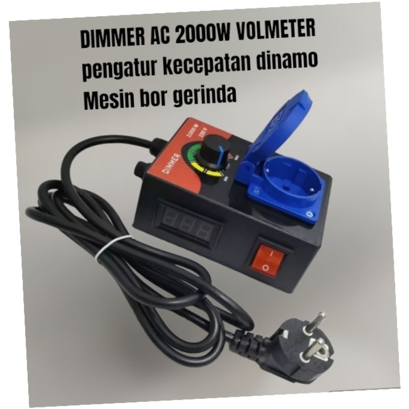 DIMMER AC VOLMETER 2000W PENGATUR KECEPATAN DINAMO MESIN BOR MESI  GERINDA HEATER/ DIMMER DIGITAL AC
