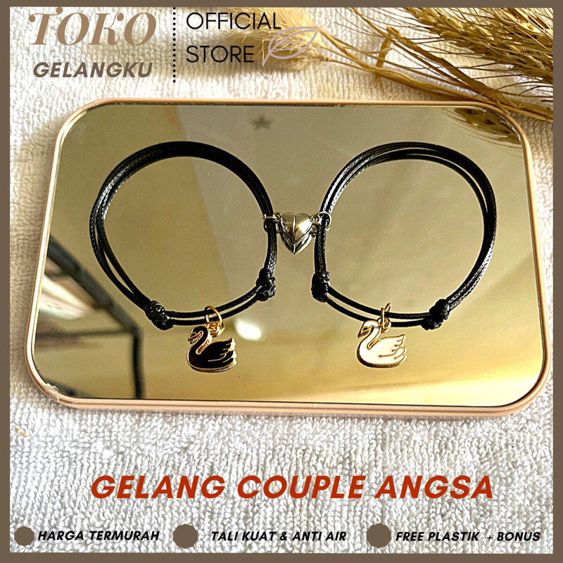 (New) Gelang Angsa Hitam Putih / Gelang couple Magnet / Gelang tali waterproof / Gelang Pria Wanita Sahabat