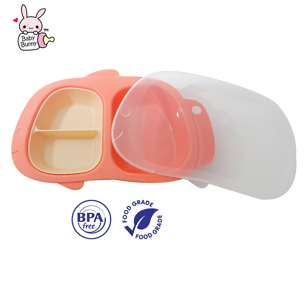 ❤ BELIA ❤ BABY SAFE B357 Meal Plate with Cover | Tempat Makan Bayi | Wadah makan bayi | BABY BUNNY