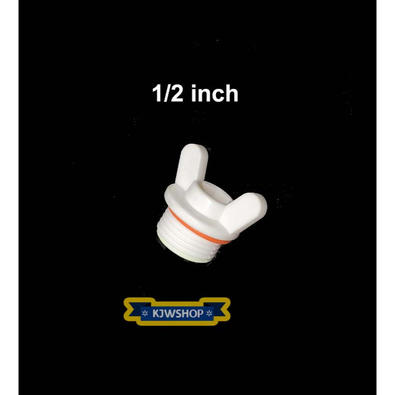Fiting Pipa Plug Tutup Drat Luar 1/2" Putaran Kuping PVC Plug Dop Tutup Drat Luar 1/2 inch Putih Pen