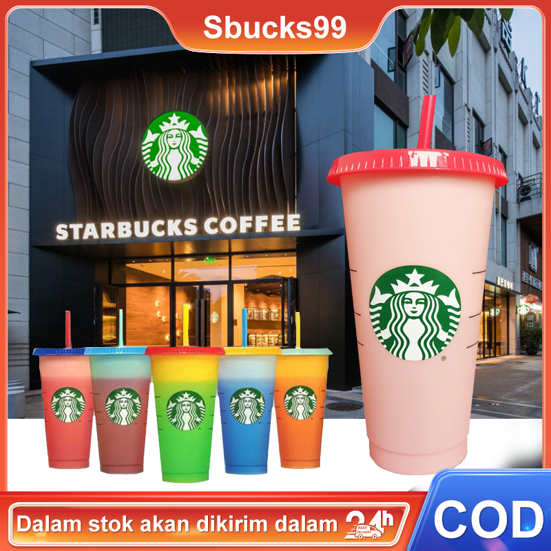 Tumbler Starbucks Cangkir Air Plastik 500ml Ringan Dan Resisten Jatuh Digunakan Kembali