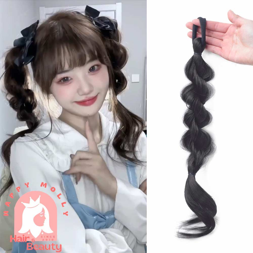 1 pcs Hair Band Ponytail Wig - Ikat Rambut Kuncir Ekor Kuda Fashion Wanita Korea - Kepang - Hair Extension W8180 ( Group )