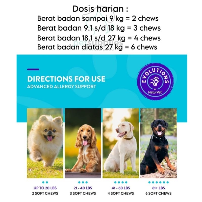 Vitamin Anjing Anti Alergi EVOLUTIONS ADVANCED ALLERGY SUPPORT by NATURVET USA