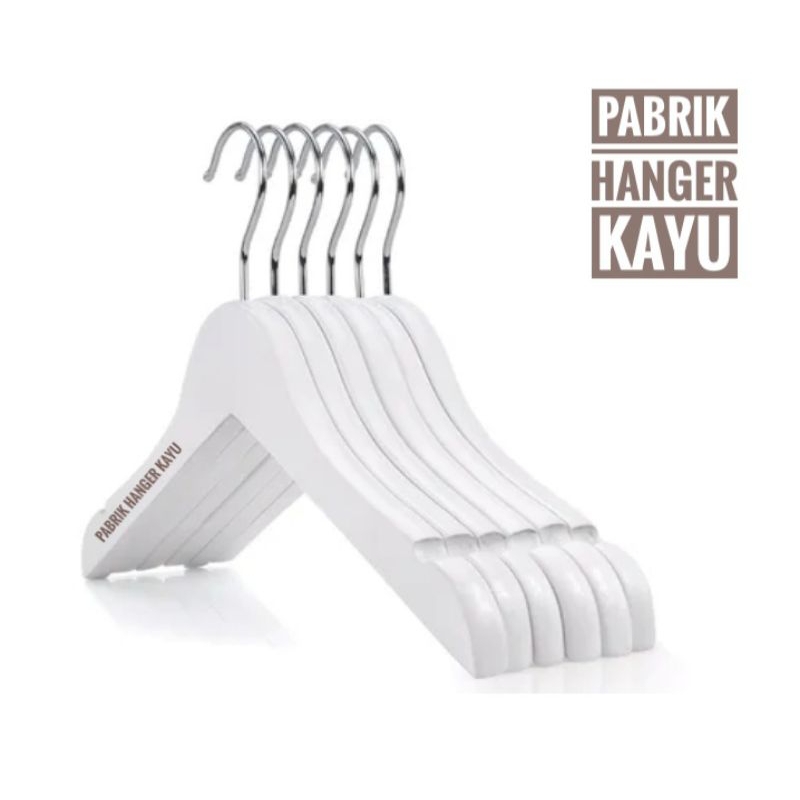 HANGER KAYU ANAK PUTIH 12PCS / 1 LUSIN