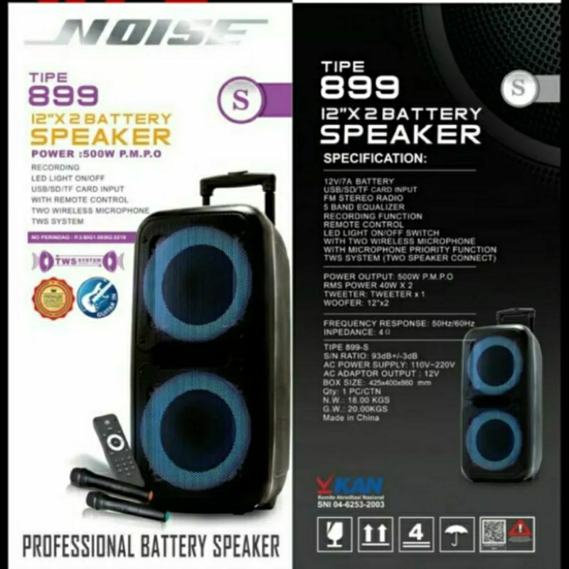 Speaker Portable Trolley Noise 899S - 2 x 12 inch