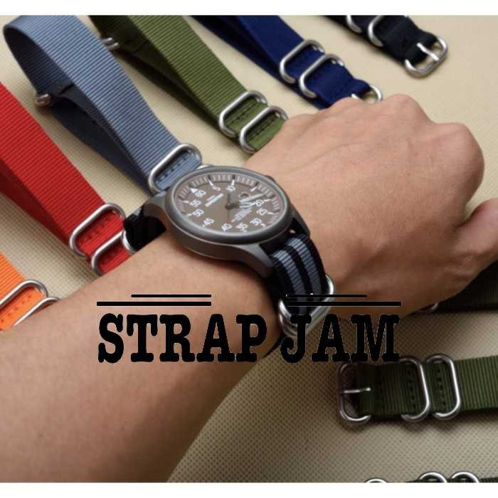 Zulu Nato Strap 20mm Omega X Swatch 42mm Nylon Kanvas Silver Metal Buckle - Tali Jam Tangan