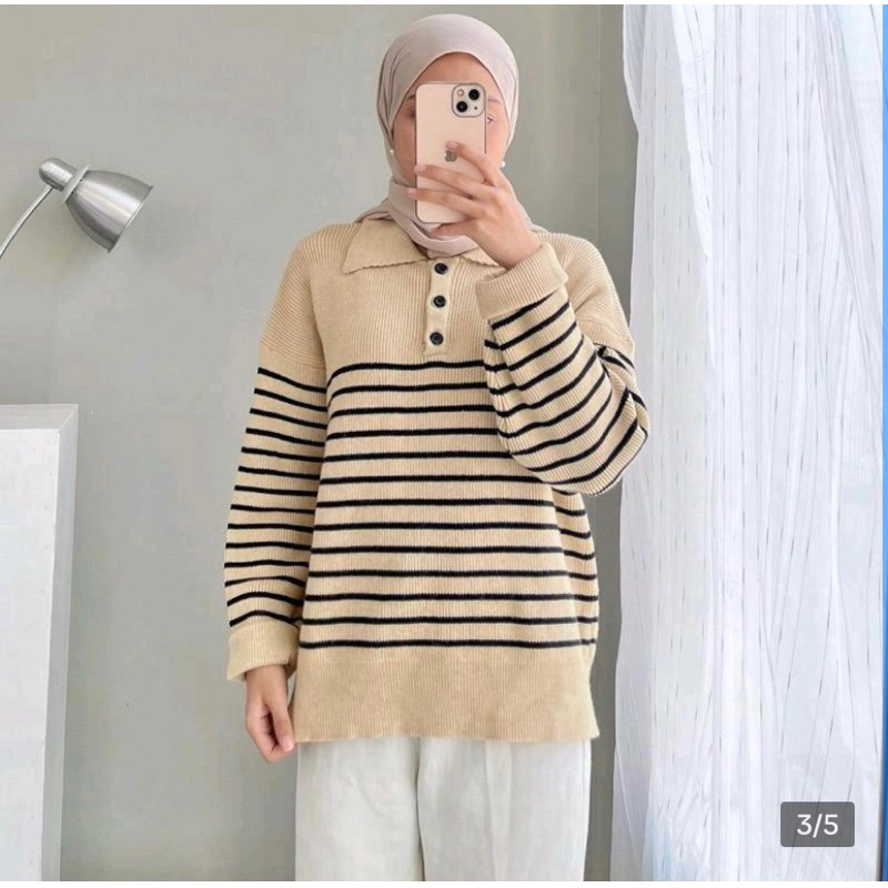 DAVINA KNITE SWEATER | SWEATER RAJUT WANITA KOREAN KEKINIAN KNITTED BLASTER