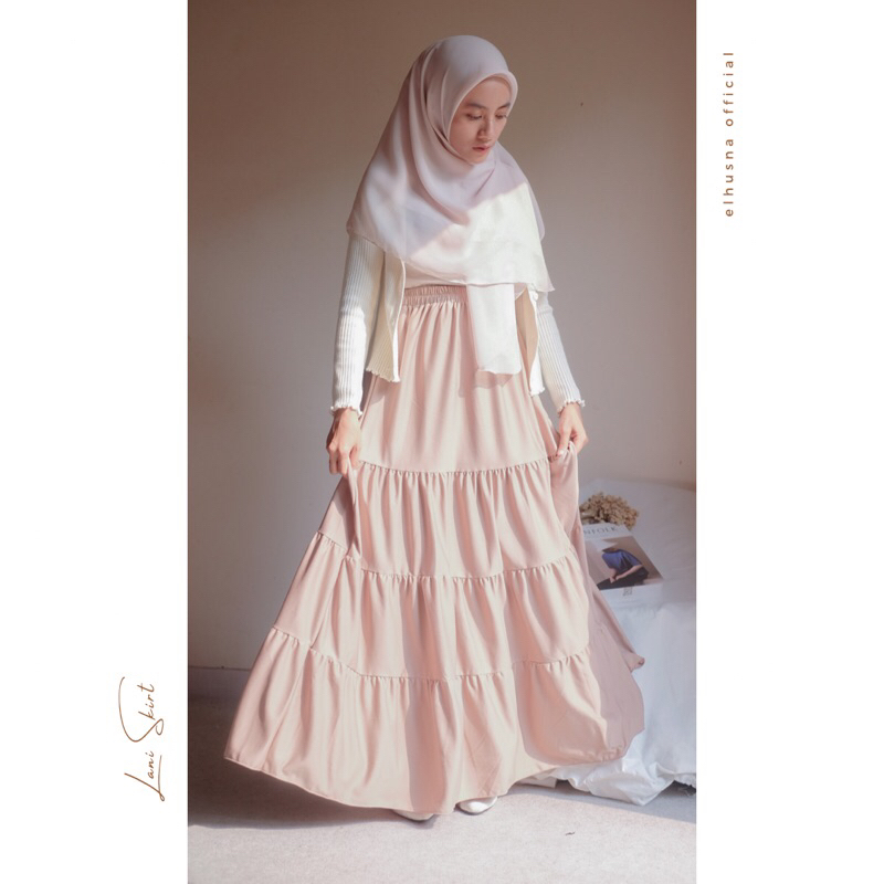 [𝐄𝐥𝐡𝐮𝐬𝐧𝐚] Lani Skirt/ Rok Canda / Rok Susun / Rok Rempel / Maxi Skirt / Rok Susun Ruffle