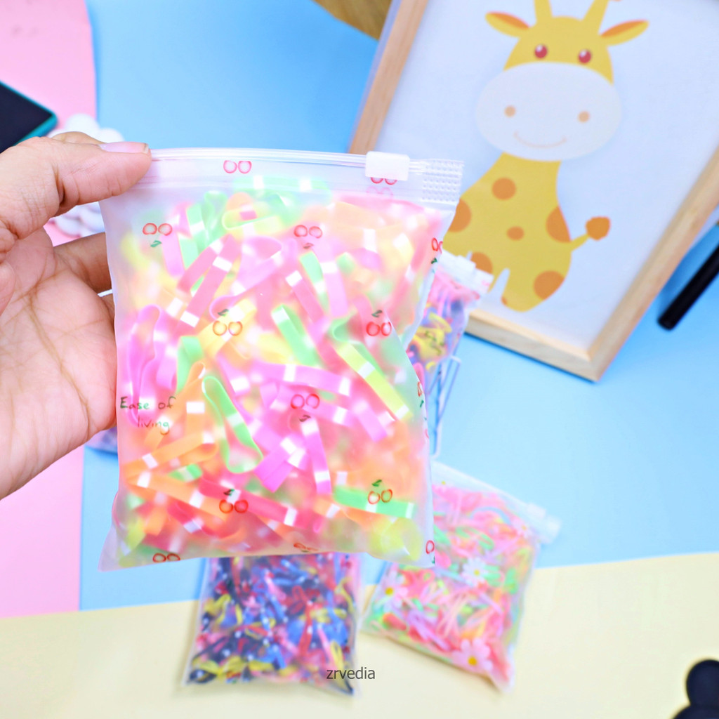 (ISI 1000) Karet Jepang Anak Perempuan Ikat Rambut Kuncir Kunciran / Import Aksesoris Rambut Hair Tie Balita Bayi Warna Warni Mini Kiosbalitaaprillia