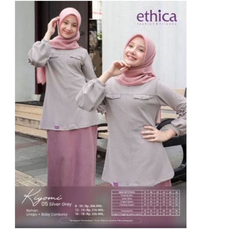BUSANA MUSLIM STELAN REMAJA ETHICA TERBARU  KIYOMI 05 SILVER GREY ( COD )